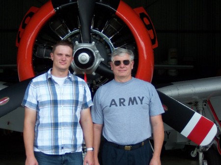 With my son,  in front of the T28