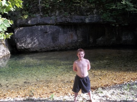 Grandson Hunter at our swimming hole