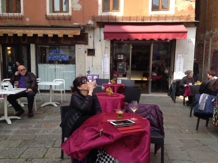 A drink of vino in Venice