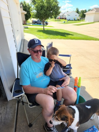 With grandson and Boomer