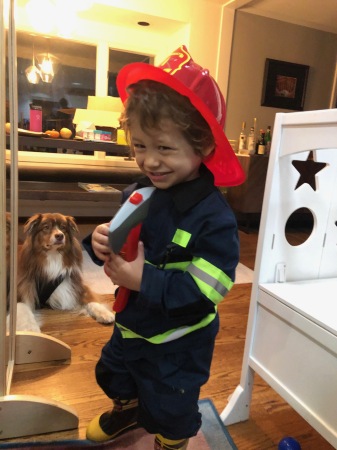 Leo, junior firefighter and his dog Lulo