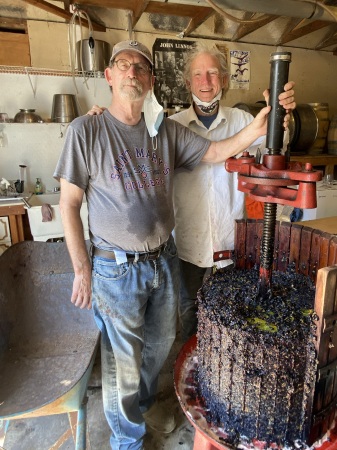 Tim, Tom making wine