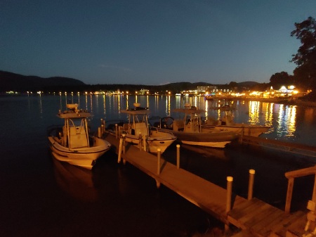 Our Boats Docked at Night.