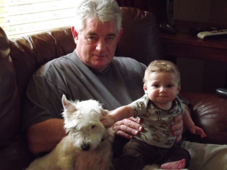 Our new Grandson Austin Pitre with Lucy and Papa 