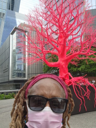 Dr. Cay Alford at the Old Tree Sculpture  NYC