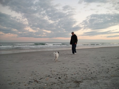 My Mark and our Mia on Topsail Island Beach