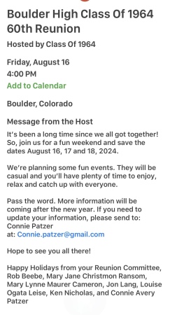 Boulder High School Reunion