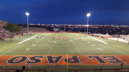 Jones Stadium at night