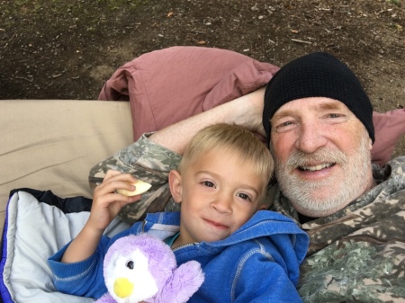 Camping in Oregon with my little buddy/grandso