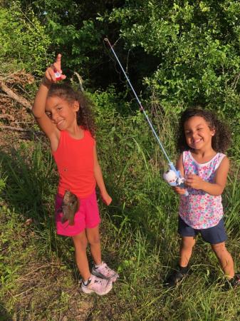 Emma and Alana caught a fish. 