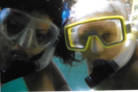 My wife and me snorkeling on the Big Island