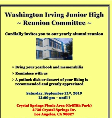 Washingtion Irving Jr High 40 year Reunion 