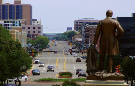 Austin Blair Looks out on Michigan Avenue