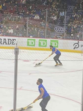 Cleaning the ice at the Canucks game