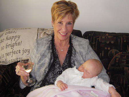 Proud Grandma holding Claire & Sauvignon Blanc