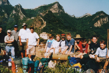 Jamie and friends hiking and camping on the Great Wall of China