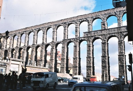 Roman aquaduct still standing iSegovia, Spain