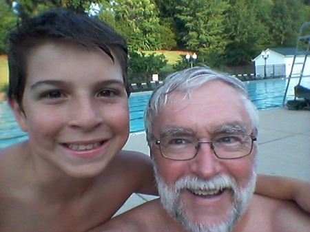 With Grandson Jake at the pool