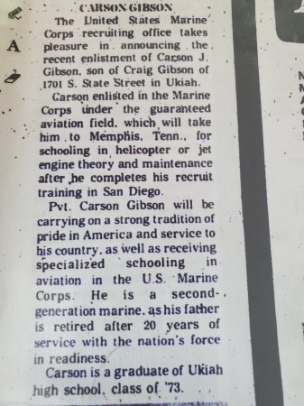 News about my enlistment in the Marine Corps