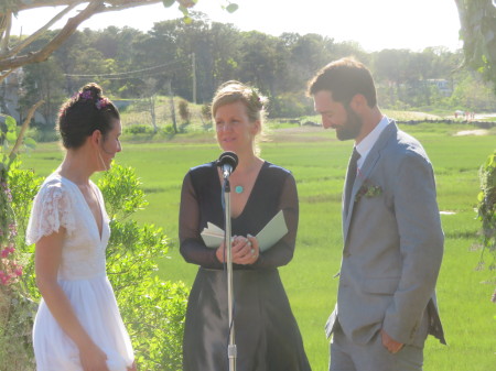 Gillian officiating at her friends' wedding