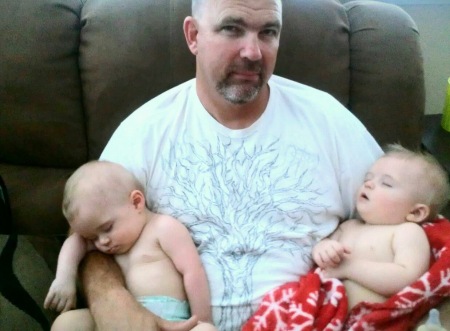 My oldest son Danny with his twin Grandsons