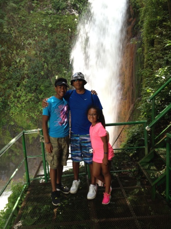Rod, Wes and Zoey at the waterfall