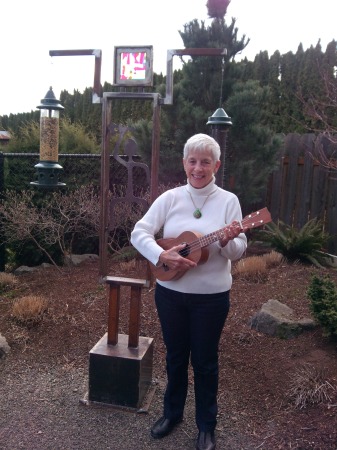 Judy and her Koa ukulele