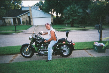 On my Harley FLSTF “The Iron Maiden”