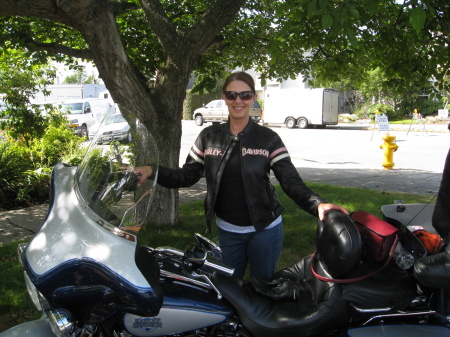 Carol Weymouth getting ready to ride