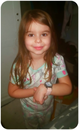 Avery, 4 years old, with her new talking watch
