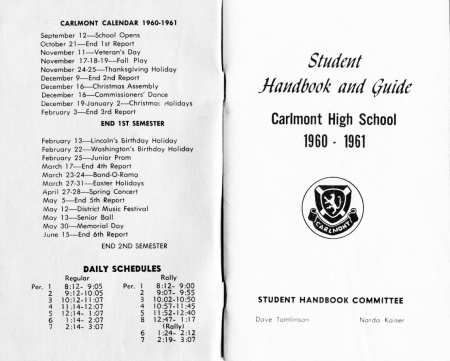 Jim Branchaud's album, Carlmont Student Handbook 1960-61