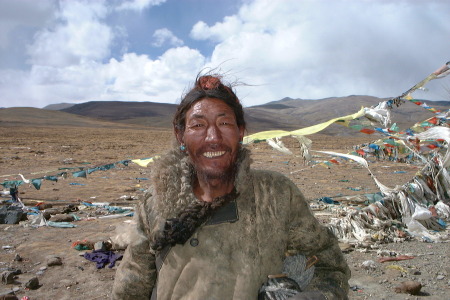 2006 man at mountain pass, Tibet