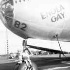 Dick Kinkead guarding the Enola Gay in 1950