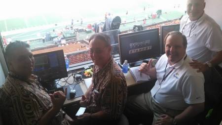 View from the Replay Booth with my Communicator, Terry Walters and our Game Techs.