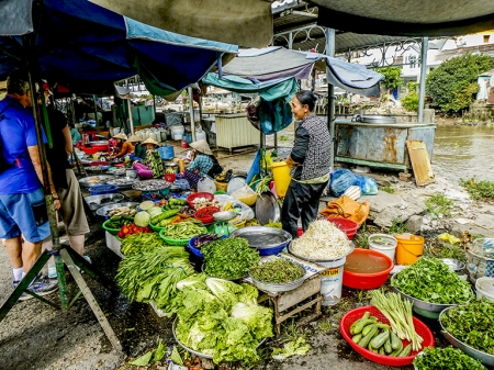 Open Air Market in a small town in S. Vietnam