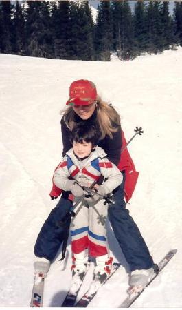 Skiing in January 1989 with my cousin's son 