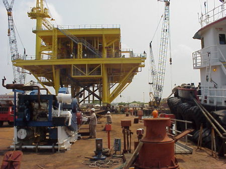 Oil Rig Platform being loaded on our bardge.