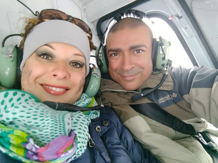 My wife and I, helicopter ride to a glacier.