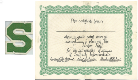 Honoroll Certificate in Eigth Grade