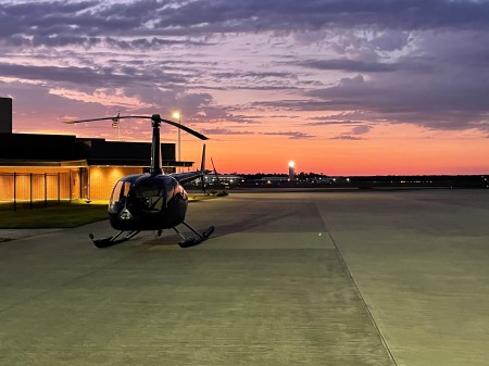 Our helicopter enjoying a Texas sunset