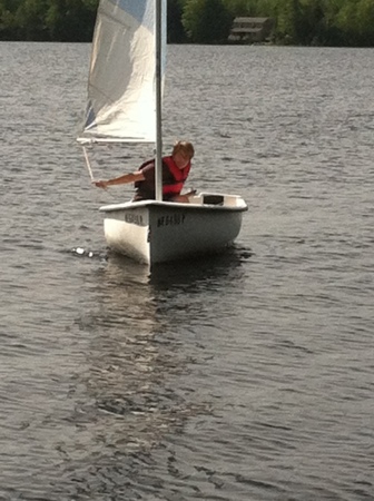 Sue sailing Smith Pond
