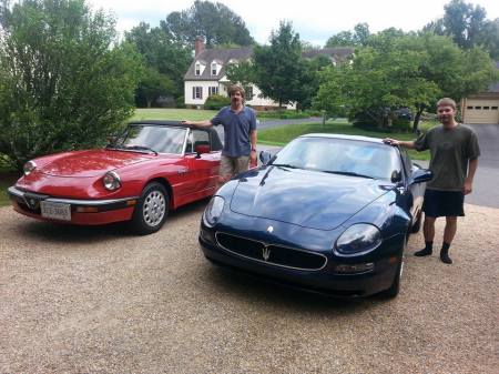 My Alfa and son Charles' Maserati -summer 2015