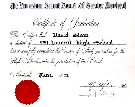PSBGM Certificate of Graduation - 1972