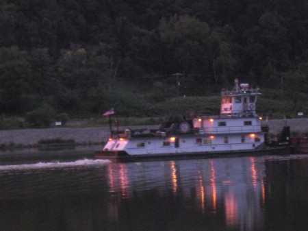 Tow Boat on the Kanawha river at dusk