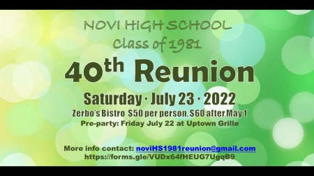 Class of 1981 (41 year) Novi High School Reunion 