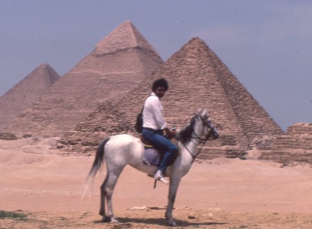 Mick on a horse, Giza, Egypt 1983