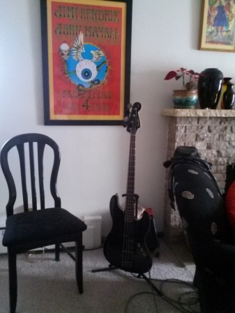 The Eye poster and one of my basses
