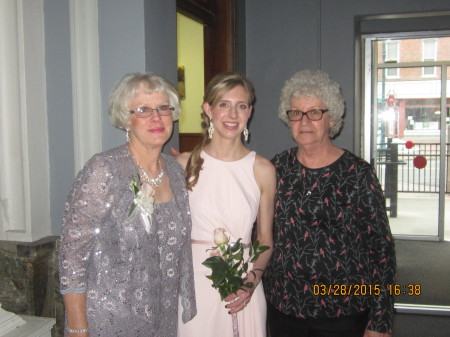 Me, grand daughter Kristen and her other grandmother at Amber's wedding.