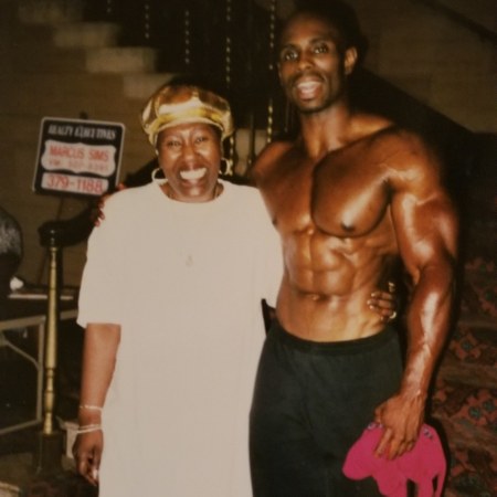 My mother and I at my bodybuilding competition