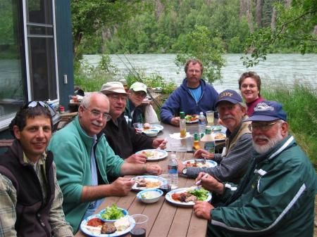 Eating Salmon fishing on Kenai river in Alaska